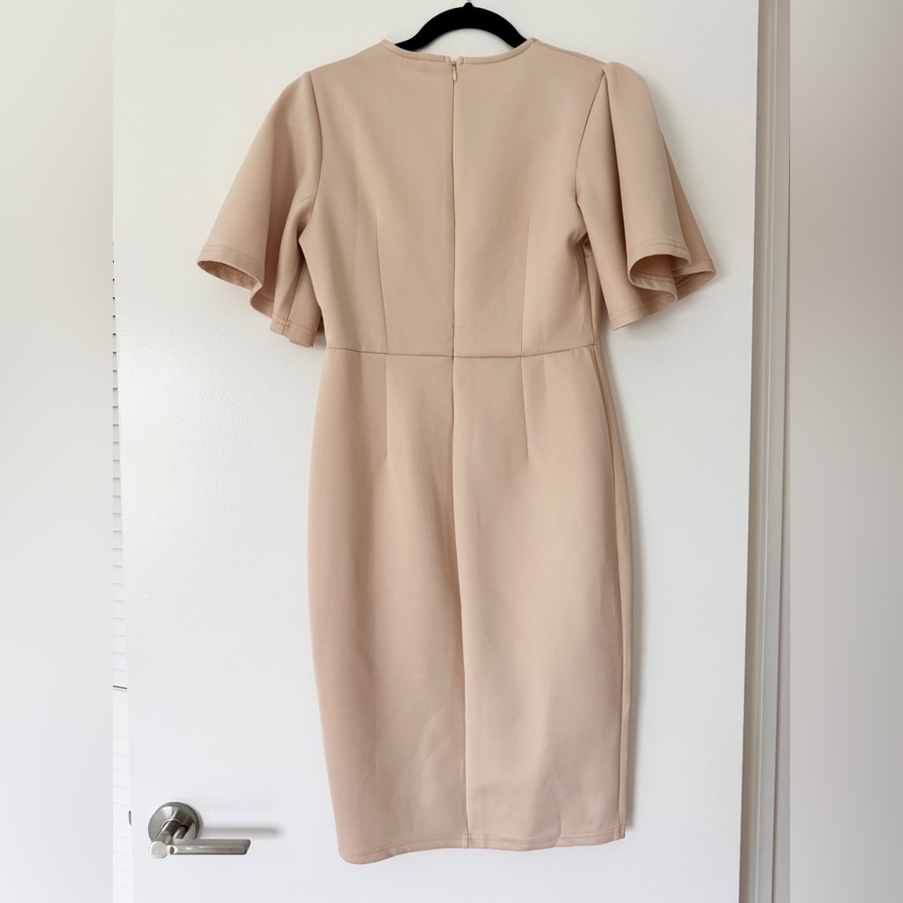 Stretchy cream midi dress - Picture 3 of 5